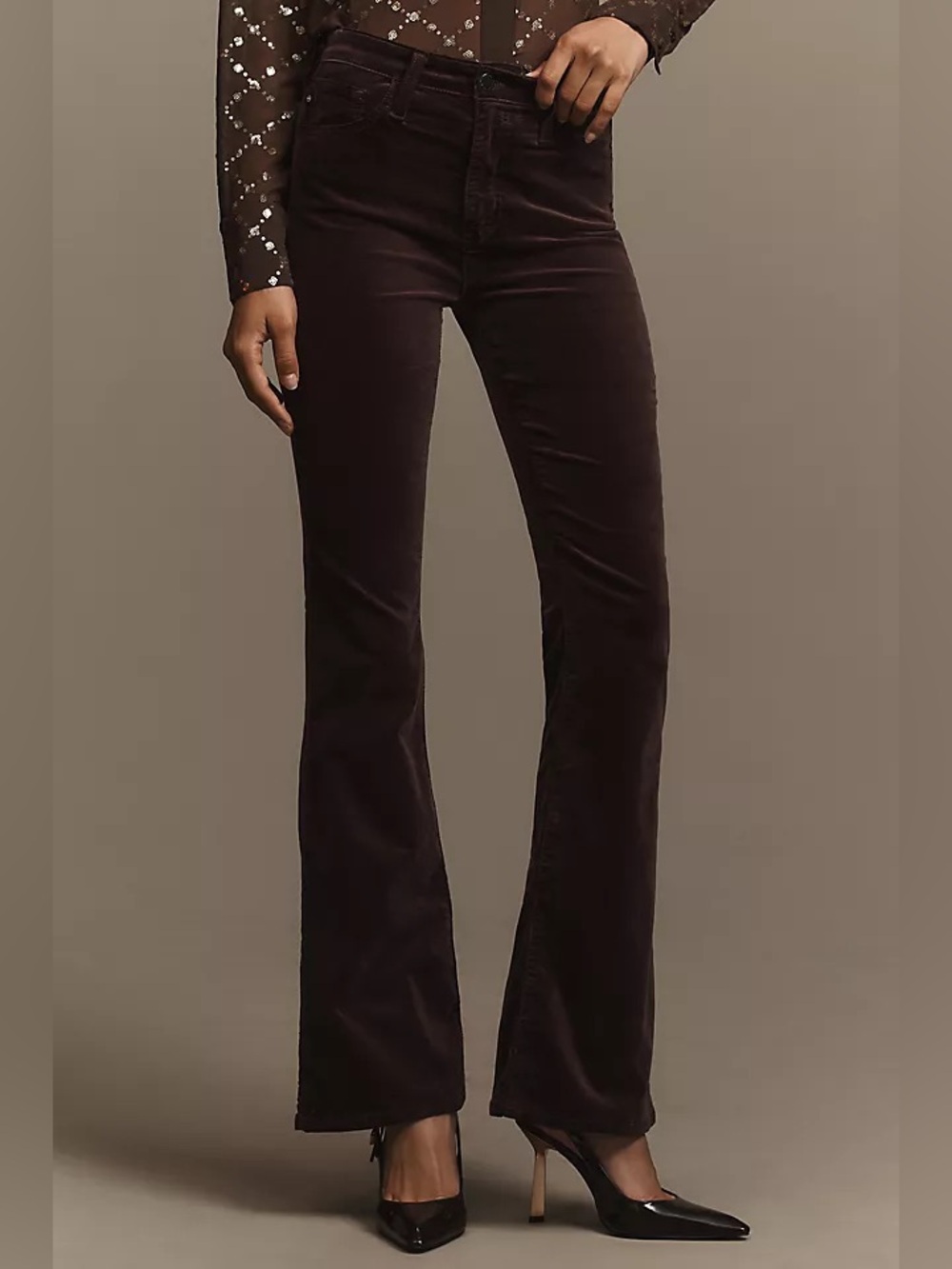 Adriano Goldschmied Farrah High Rise Velvet Bootcut Jeans Brown Size 27x32